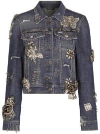 Dolce amp Gabbana rhinestone-embellished Denim Jacket Blue at Farfetch