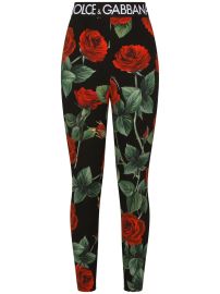 Dolce amp Gabbana rose-print Charmeuse Leggings - at Farfetch