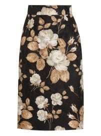 Dolce amp Gabbana rose-print Midi Pencil Skirt Black at Farfetch