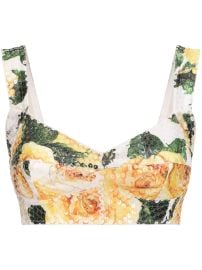 Dolce amp Gabbana rose-print sequin-embellished Corset Top White at Farfetch