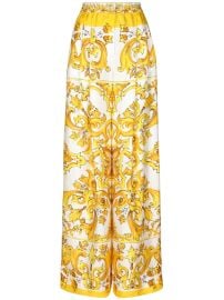 Dolce amp Gabbana wide-leg Silk Trousers Yellow at Farfetch