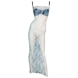 Dolce and Gabbana 1997 Vintage Sheer Ivory Lace Gown at 1st Dibs