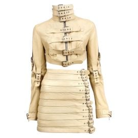 Dolce and Gabbana Buckle Leather Jacket and Skirt at 1st Dibs