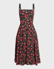 Dolce and Gabbana Cherry Print Charmeuse Midi Dress at Neiman Marcus