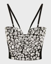 Dolce and Gabbana Cropped Crystal Bustier Top at Neiman Marcus