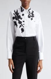 Dolce and Gabbana Floral Lace High Low Button Up Shirt at Nordstrom