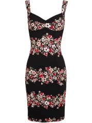 Dolce and Gabbana Floral Printed Crepe Dress - at Farfetch