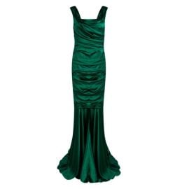 Dolce and Gabbana Green Silk Ruched Sleeveless Gown L Dolce Gabbana The Luxury Closet at Dolce & Gabbana