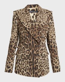 Dolce and Gabbana Leopard Print Double Breasted Stretch Wool Blazer at Neiman Marcus