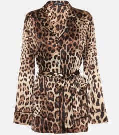 Dolce and Gabbana Leopard print satin pajama shirt at Mytheresa