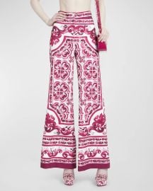 Dolce and Gabbana Majolica Print Flare Leg Lycra Pants at Neiman Marcus