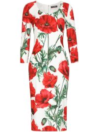 Dolce and Gabbana Poppy Print Silk Charmeuse Dress at Farfetch