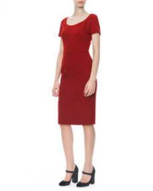 Dolce and Gabbana Short-Sleeve Scoop-Neck Sheath Dress at Neiman Marcus