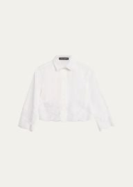 DolceGabbana Cropped Button-Front Blouse with Lace Trim - at Bergdorf Goodman