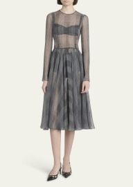 DolceGabbana Prince Of Wales Printed Silk Chiffon Midi Dress - at Bergdorf Goodman
