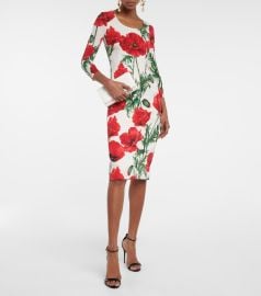 DolceampGabbana - Floral-printed silk-blend midi dress at Mytheresa