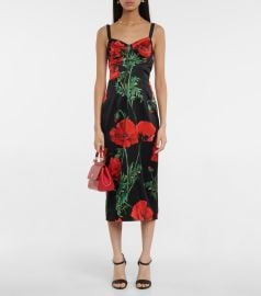 DolceampGabbana - Floral silk-blend satin midi dress at Mytheresa