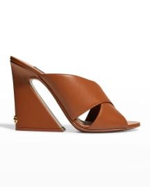 DolceampGabbana 105mm Crisscross Leather Slide Mules at Neiman Marcus