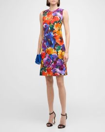 DolceampGabbana Abstract Floral Shift Dress at Neiman Marcus