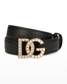 DolceampGabbana DG Swarovski Crystal amp Pearl Leather Belt at Neiman Marcus