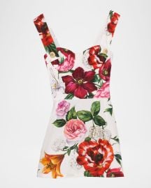DolceampGabbana Floral Poplin Bustier Mini Dress at Neiman Marcus