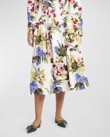 DolceampGabbana Floral Print Poplin Midi Skirt at Neiman Marcus