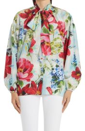 DolceampGabbana Floral Print Silk Habutai Blouse at Nordstrom