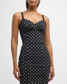 DolceampGabbana Logo Polka-Dot Print Marquisette Bustier Top at Neiman Marcus