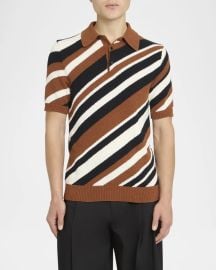 DolceampGabbana Menx27s Diagonal Striped Knit Polo Shirt at Neiman Marcus