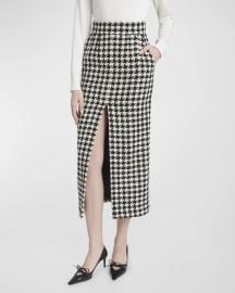 DolceampGabbana Pied De Poule Wool Maxi Skirt at Neiman Marcus