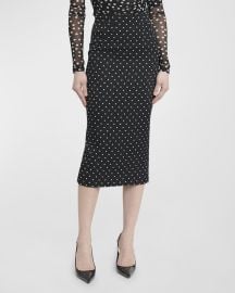 DolceampGabbana Polka-Dot Pencil Midi Skirt at Neiman Marcus