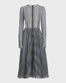 DolceampGabbana Prince Of Wales Printed Silk Chiffon Midi Dress at Neiman Marcus