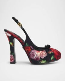 DolceampGabbana Slingback Floral Ballerina Stiletto Pumps at Neiman Marcus