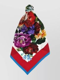 DolceampGabbana Square shape floral print scarf with bold border The Fashion Square at The Fashion Square
