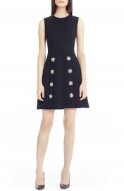 DolceandGabbana Daisy Crystal Button Wool Crepe Dress at Nordstrom