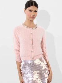 Dollie Cardigan In Pearl Blush Alice Olivia at Alice + Olivia