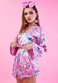 Dolls Kill x The Powerpuff Girls Pillow Fighters Satin Robe at Dolls Kill