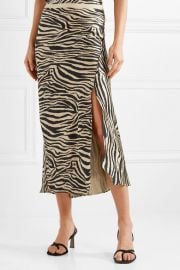 Dolly zebra-print silk-satin midi skirt at Net A Porter