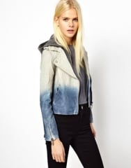 Doma  Doma Arena Two Tone Leather Jacket in blue at Asos