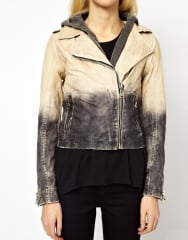 Doma  Doma Arena Two Tone Leather Jacket in grey at Asos