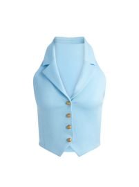 Donna Halter Vest In Mineral Blue Alice Olivia at Alice + Olivia