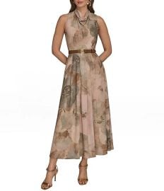 Donna Karan Belle Crepe Floral Print Mock Neck Dress Dillardx27s at Dillards