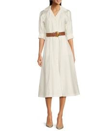 Donna Karan Belted A Line Midi Satin Dress at Dillards