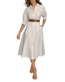 Donna Karan Belted A Line Midi Satin Dress Bloomingdales at Bloomingdales