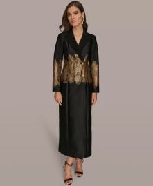 Donna Karan Long Sleeve Jacquard Coat Dress at Macys
