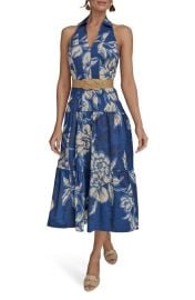 Donna Karan New York Belted Floral Halter Neck Midi Dress at Nordstrom