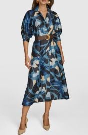 Donna Karan New York Belted Shantung Midi Shirtdress at Nordstrom