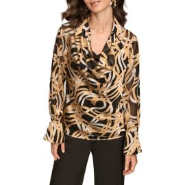 Donna Karan New York Burnout Print Cowl Neck Top at Nordstrom