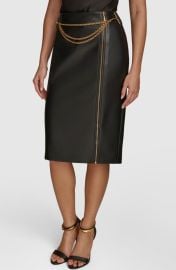 Donna Karan New York Chain Detail Faux Leather Skirt at Nordstrom