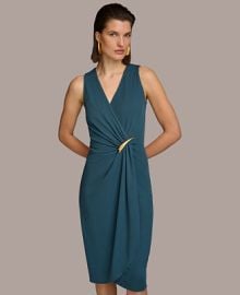 Donna Karan New York Donna Karan Womens Sleeveless Draped Jersey Midi Dress - Macys at Macys